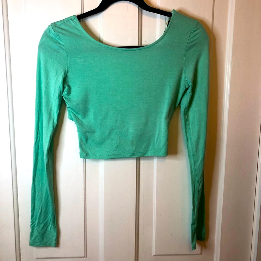 *Donating* make any offer and I will accept. Green Crop Top with Twist Back